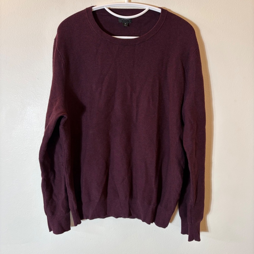 J. Crew Mens Burgundy 100% Cotton Crewneck Sweater Size Medium